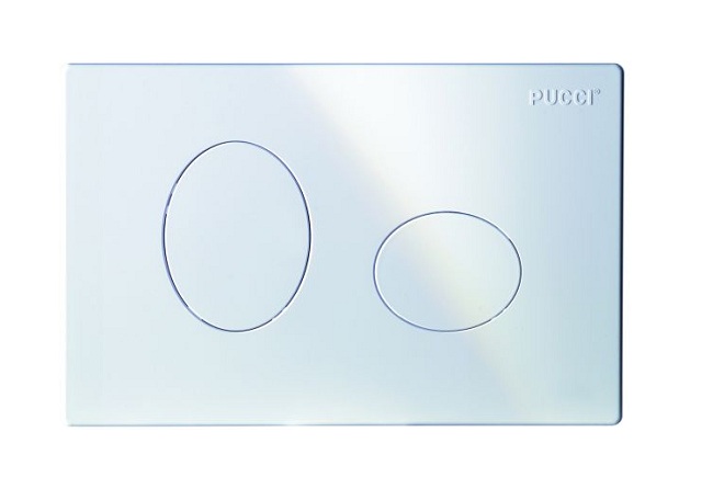 PUCCI - PLACCA DI COMANDO modello: ECO ELLISSE 80000550 con 2 pulsanti di scarico per WC a pavimento BIANCA
